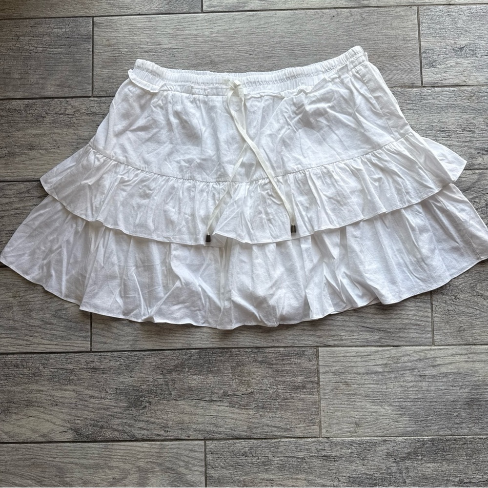Women’s Skort XL White Tiered Fairy Cottage Coquette Festival Elastic waist - Picture 1 of 10